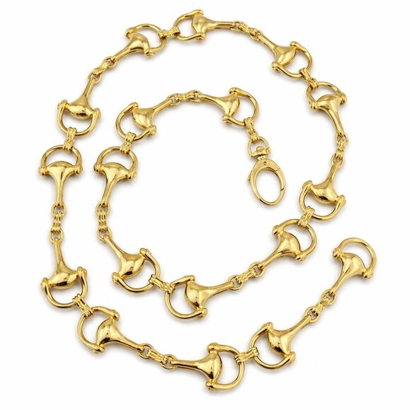 Vintage 1980 Equestrian Horsebit Chain Adjustable Statement Necklace / Belt main image 8